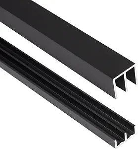 Aluminum Sliding Door Track Set for 1/4" Thick Panels Glass Cabinet Door Window Sliding Track, Size 36 x 0.79 inches (Black)
