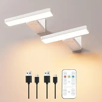 Picture Lights for Wall Battery Operated, White 2 Pack 3CCT Dimmable Light