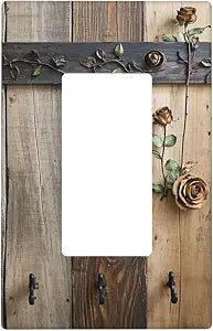 Rustic Farmhouse Barn Vintage Wood Planks Single Rocker Wall Plate Decorative 1 Gang Light Switch Covers Electrical Switchplate Home Decorate Faceplat for Bathroom Bedroom Kitchen Room 4.5 x 2.76 Inch