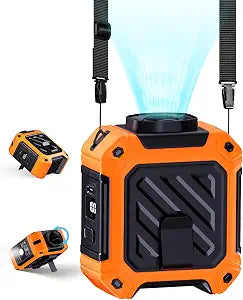 Portable Waist Fan with 10000mAh Battery, 5 Speeds, 130 Wide Angle Airflow, Hands-Free Clip-on for Outdoor Work, Hiking, Camping (orange)