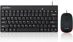 Perixx PERIDUO-212 Wired Mini Keyboard and Mouse Set, USB Connection, Black, US English Layout