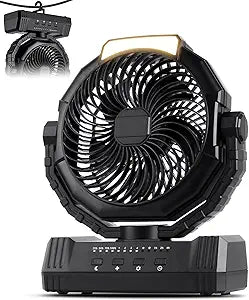 KopBeau Portable Camping Fan, 20000mAh Battery Operated Tent Fan with Light