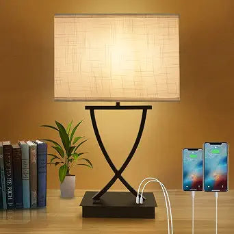 OYedis Touch Table Lamp for Living Room, 3-Way Dim, USB-C/AC