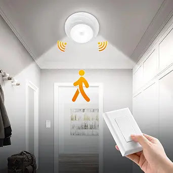 SURAIELEC Battery Ceiling Light with Wall Switch Remote, 6500K 300LM