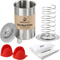 Deli Meat Press Stainless Steel with Thermometer, Lunch Meat Press Mold, Ham Maker Meat Press Tool, with 20 Cooking Bags + 2 anti-scalding clips, for Making Sandwich (Deli Meat Press Set)