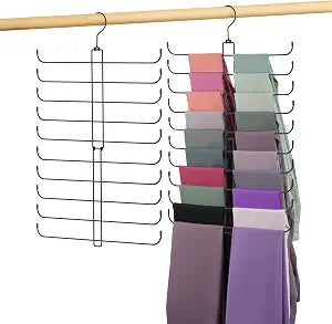 Legging Hanger, Metal Hanging Legging Hangers for Closet Organizer Holds 20 Women's XS-XL & Girls' Leggings, 360 Rotating Foldable Yoga Pants Hangers Space Saving, Black
