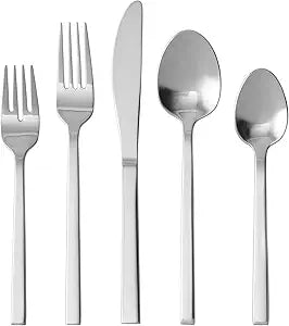 FORTESSA Ashton 18/10 Stainless Steel Flatware, 5 Piece Place Setting With Knife, Forks and Spoons (Service For 1), Dishwasher Safe, Antiqued