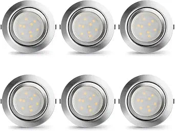 Under Cabinet Lighting Dimmable LED Puck Lights,Recessed Mount,12V Low Volt,60mm Cutout Haolgen Bulb Replace,Small Puck Light Plug in for Curio,Book Case,Display Shelf,6000k Cold White,6pcs