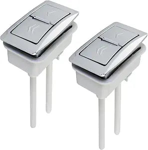 2PCS Dual Push Toilet Button Push Rod Universal Tank Control Accessory Bathroom Fixture Tank Cover Switch Rectangular Button 80x45mm ABS Material