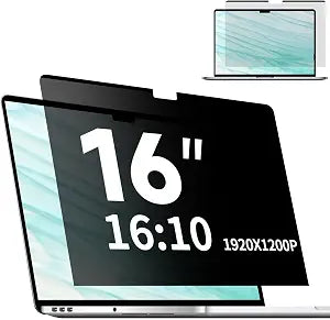 Magnetic Laptop Privacy Screen 16 Inch 16:10, Removable Matte Anti Glare Blue Light Filter - Computer Privacy Shield for 16" with 1920x1200 Resolution Laptop