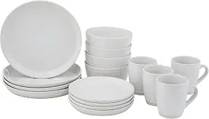 Safdie & Co. HK03106 Set-16Pcs, Set includes 4 dinner plates 10.5", 4 Salad plates 7.5", 4 bowls 6" and 4 mugs 360ml, 2 Tone Cream