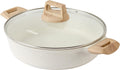 CAROTE Nonstick Stock Pot with Lid,4 Quart Shallow Soup Pot
