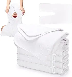 DEAYOU 6 Pack Facial Towels for Estheticians, U-Shaped Spa Towels for Facial, Soft Microfiber Massage Face Towels for Spa Steam, Barbers, Beauty Salons, Skin Care, SPA Centers, Split Design, White