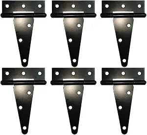 HLMOptimo Heavy Duty T Hinge Tee T Strap Shed Gate Barn Fence Door Hinge Wrought Rustproof Black (6 pcs, 4 inch)