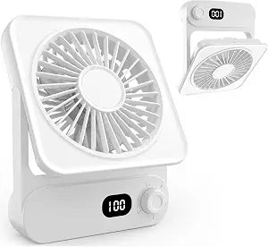 Small Desk Fan Personal Fans: 4-14 Hours Battery Office Quiet Mini Desktop Fan Portable Rechargeable Travel Essentials, USB-C Charging for Sleeping, Office, Bedroom, Cruise, White