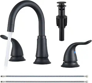 Matte Black Widespread Bathroom Faucet 3 Hole, 8 Inch Bathroom Sink Faucet