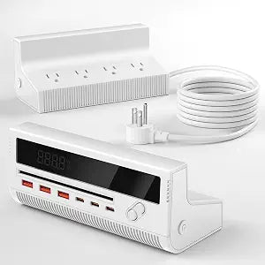 10-in-1 USB Power Strip PD 20W Fast Charging USB Ports Extension Cord 100W 5FT Desktop Charging Station with 4 AC Outlets 3 USB-C 3 USB-A Extension Cord