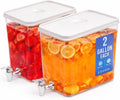 Drink Dispenser for Fridge (2 Gallon) Stackable Cube Design (2 Pack)