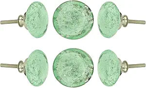 Perilla Home Set of 6 Bubble Knobs - Decorative Light Green Crystal Knobs - Glass Knob for Home Decor, Interior, Kitchen Cabinet, Hardware, Cupboard, Door, Dresser, Wardrobe and Drawer Pulls Handles