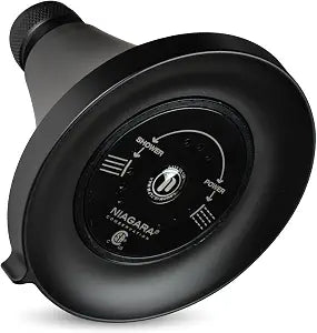 Niagara Conservation N3915MB Earth Luxe 3-Spray with 1.5 GPM 3.35-in. Wall Mount Adjustable Fixed Shower Head in Matte Black, 1-Pack | Bathroom Shower Head Sprayer with Pressure Compensation