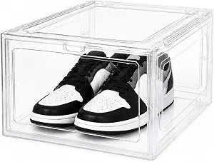 1 Pack Hard Plastic Clear Shoe Storage Organizer Boxes, White