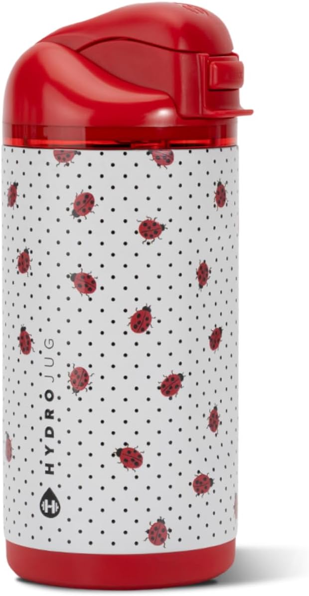 HydroJug Ease2o 14oz Kids Water Bottle, Straw & Chug Lid, Ladybug