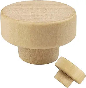 16 Pack Wood Cabinet Knobs 1.53" Flat Top Round Dresser Drawer Knobs Unfinished Furniture Pull Handles Cupboard Door Hardware (Diameter 39mm)