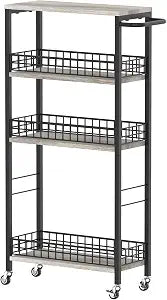 NOVIMANGO Slim Storage Cart Narrow Kitchen Cart 4 Tier, Grey