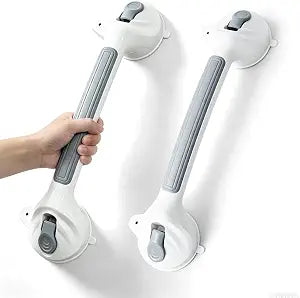 Suction Cup Grab Bars, 16.5 Inch Anti Slip Bathroom Grab Bar, No Drill Handicap Grab Bars, Removable Safety Support Handrail, Assist Bath Shower Handle for Elderly Injury Senior (1.37" Dia, 2 Pack)