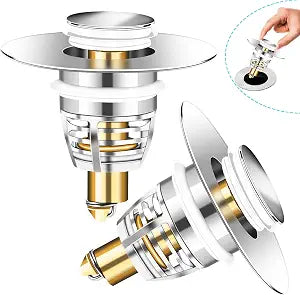 2 Pack Universal Bathroom Sink Stopper,Basin Pop Up Bathroom Drain Stopper Wash Basin Bounce Drain Filter,for 1.06"~1.61" Bathroom Sink,Sink Drain Strainer Cover,Drain Plug (2 PCS)