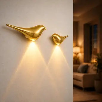 2-Pack Golden Plastic Bird Motion Sensor Wall Lights