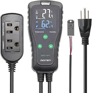 DIGITEN DHTC-1011 Temperature and Humidity Controller Outlet Plug in Thermostat Humidistat Reptile Humidity Controller Greenhouse Thermostat Heating Cooling Humidifier Dehumidifier