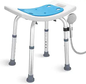 Bath Seat Bathroom Bathtub Shower Chair Stool for Adults, Seniors and Disabled, Elderly Tub Transfer Bench for Inside Shower (Grey, Round Foot Mats)