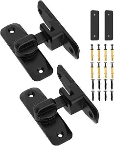 90/180 Degree Barn Door Latch Lock with Spacer, Black, 2 Pack