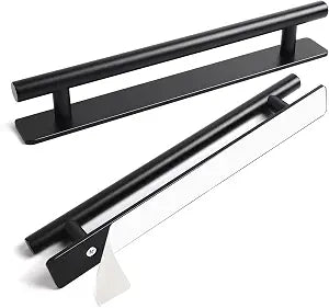 BaiNong 2 Pack Stick on Handle 8-1/2 inch Matte Black self Adhesive Cabinet Handles Kitchen Adhesive Drawer pulls no Drill Drawer pulls for Closet Sliding Shower Door