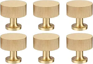 RZDEAL 6pcs Solid Brass Cabinet Knobs Pulls Cabinet Drawer Dresser Gold Knobs Modern Handles (1"x1"/25mmx25mm),Brushed Brass Finish