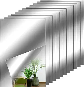 Tenare 12 Pieces Self Adhesive Mirror, Acrylic Wall Mirror, 9 x 6 Inch