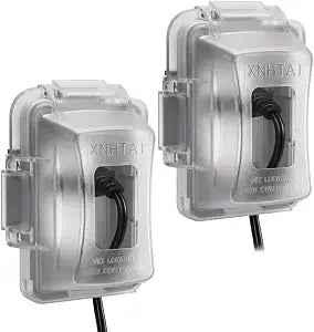 XNHTAI 1-Gang In-Use Weatherproof Outlet Cover, Outdoor Electrical Outlet Cover for Exterior Use, Horizontal or Vertical, Fits Duplex, Decorator and Toggle Switch, Clear (2)
