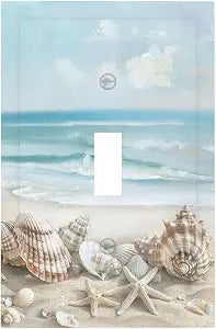 Decorative Light Switch Cover Plate Beach Costal Ocean Sea Starfish 1 Gang Single Toggle Wall Plates for Electrical Outlet Covers Switch Plate Covers Faceplate for Bedroom Home Decor