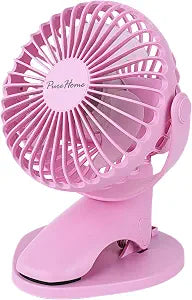 PureHome Portable Clip Fan Battery Operated,3 Speeds USB Rechargeable Mini Table Fan with Strong Airflow,360Rotation Ultra Quiet Personal Desk Fan for Home Office Bedroom Dorm Stroller Camping- Pink