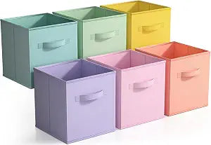 Sorbus Cube Storage Bin, Fabric, 6 Pack (11 Inch, Pastel Multi-Color)