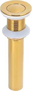 Brass Stainless Steel Kitchen Bathroom Sink Lavatory Vanity Up Drain Stopper with Silicone Gasket No Overflow Polished Surface Gold(2#)