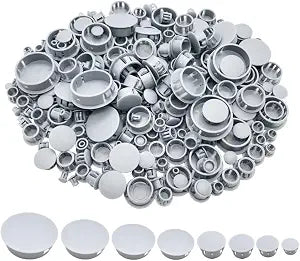 275Pcs 8 Sizes Plastic Hole Plugs - Recessed Grey Round Hole Plugs (3/16", "5/16", "3/8", "1/2", "5/8", "3/4", "1"