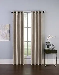 Curtainworks Malta Faux Silk Curtain, 50 x 95 in, Sand, 1 Panel