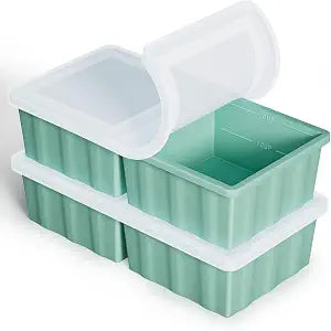 Silicone Freezer Tray for Soup Ice Cubes: 2-Cup Freezing Tray with Lid for Meal Prep - 2Pack Silicon Soup Portion Freeze Trays Make Stock Souped Ice Cube