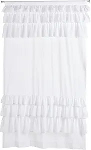 Madison Park 100% Cotton White Ruffle Window Curtain, Voile 1-Panel, 50x84