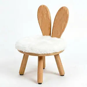 Wooden Rabbit Toddler Chair, Cute Bunny Stool for Kids, Solid Rubber Wood Step Stool for Bedroom, Playroom, Living Room, Easy Assembly, Safe for Ages 1-4 (Short White, 1 Pack)
