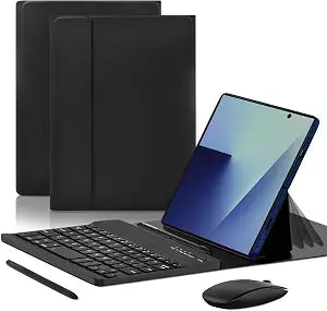 for Samsung Galaxy Z Fold 8 Ultra 7 6 5 4 in1 Keyboard and Mouse Set, Portable Detachable Bluetooth Mini Keyboard with Flip Leather Stand Case Mouse & Pen for Galaxy Z Fold Accessories (Black)