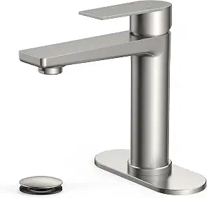 FORIOUS Brushed Nickel Bathroom Faucet 1 Hole, Commercial Bathroom Faucets