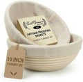 Saint Germain Bakery Premium Banneton Bread Proofing Basket Set - 2 Pack 10 Inch Round Brotform with Liners, Sourdough Bread Baking Basket